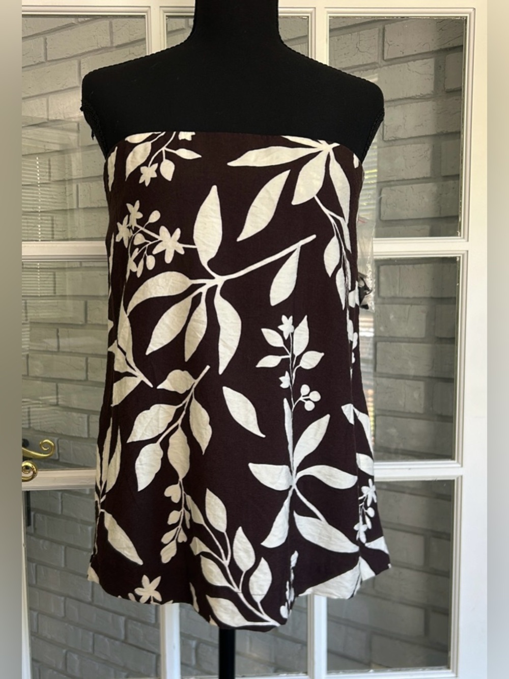 Haver & Blair Women’s Tank Top S Brown/Beige Floral Square Neck Sleeveless